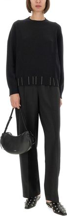 Fabiana Filippi Womens Platinum Crew-neck Jumper - Black Wool - Size EU 34 (Womens)