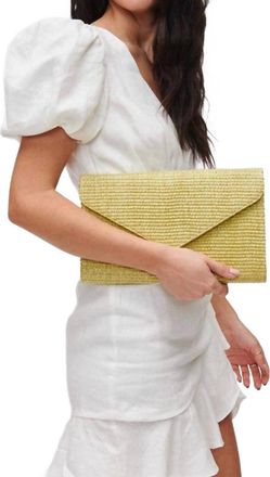 Urban Expression Trista Straw Clutch Woven Chain Crossbody In Sage