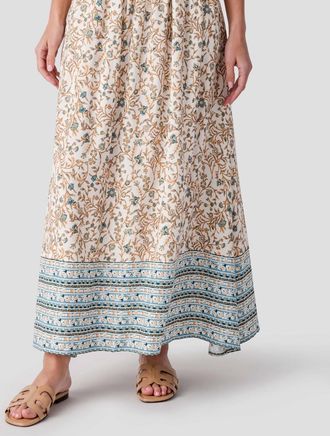 Elan Whimsy Print Maxi Skirt In Blue