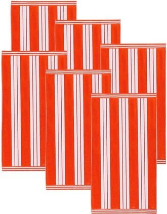 Superior Set Of 6 Cabana Stripe Oversized Cotton Beach Towels