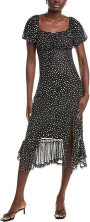 Ellen Tracy Puff Sleeve Mesh Midi Dress