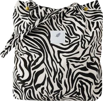 Generic Stylish Corduroy Shoulder Handbag Versatile Daily Use for Work Commute Beach Travel and Grocery Shopping (Dark Blue, 28cm)