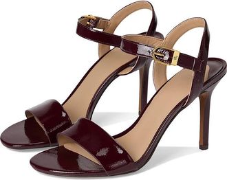 Lauren Ralph Lauren Gwen Crinkle Patent Leather Sandals Womens Sandals Dark Garnet : 8.5 B - Medium