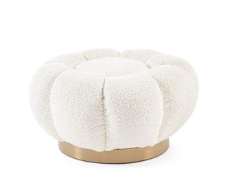 Konte Design Puf de tela blanca efecto boucl&eacute;