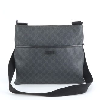 Gucci Black Leather Coated Canvas Shoulder Bag (Pre-Owned)