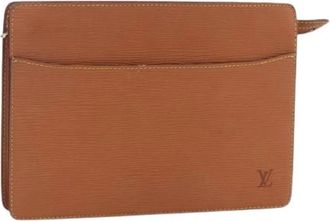 Louis Vuitton Pre-owned Leather Clutch - Dames - Vintage Clutch - Bruin - ONE Size - Leer - Vintage