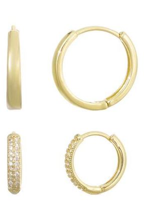 Adornia 2-Pack Assorted Hoop Earrings in Gold at Nordstrom Rack