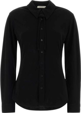 Christophe Lemaire Overhemd met Knoopsluiting en Strikdetail - Dames - Overhemden - Zwart - S - Overhemden