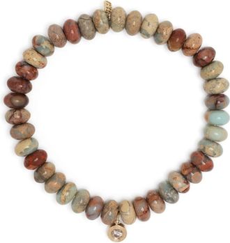Sydney Evan 14kt yellow gold diamond charm jasper bracelet - men - Diamond/Jasper/14kt Yellow Gold - One Size - Multicolour