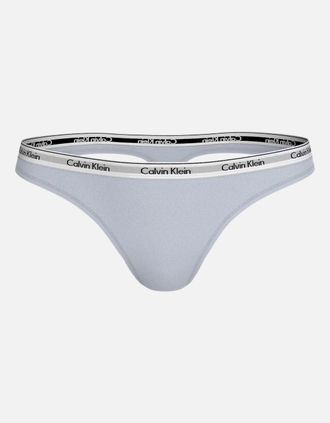 Calvin Klein Womens Women Modern Logo Thong, Plein Air Blue - Grey - Size: 20/32in