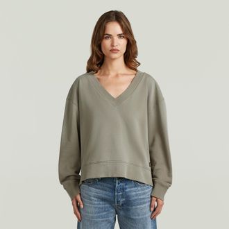 G-Star Sunfaded V-Neck Loose Sweater - Bruin - Dames