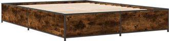 vidaXL Vidaxl - Estructura cama madera ingeniería metal roble ahumado 150x200cm