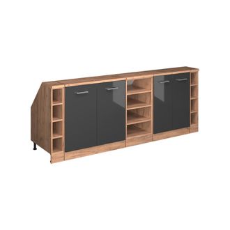 Vicco Armario De Cocina Para Techo Inclinado R-line, Antracita Alto Brillo, 210 Cm Lote De 5 Carcasas De Armario 60 Cm De Profundidad, Vicco
