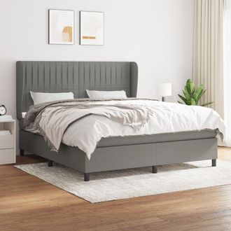 vidaXL Vidaxl - Cama Box Spring Con Colch&oacute;n Tela Gris Oscuro 180x200 Cm