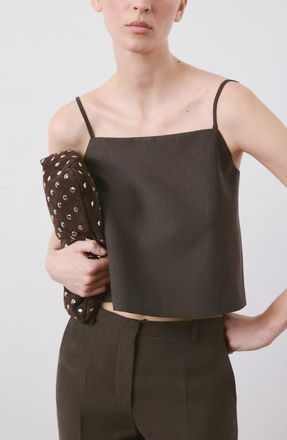Mango Sleeveless Crop Top in Chocolate at Nordstrom, Size Medium