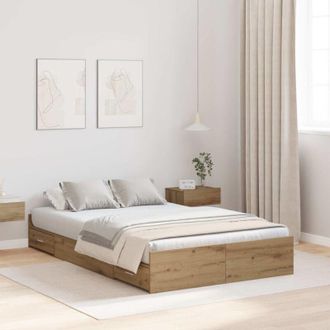 vidaXL Cama Con Almacenamiento Con Cabecera Roble Artisan 120 X 190 Cm Vidaxl