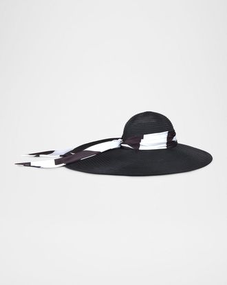 Eugenia Kim Sydney Wide-Brim Sun Hat with Scarf
