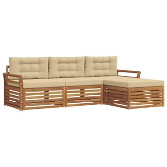 vidaXL Conjunto De Sof&aacute;s De Exterior Con Coj&iacute;n Natural Y Beige Vidaxl