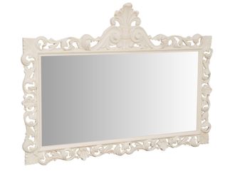 Biscottini International Biscottini - Espejo De Pared De Colgar De Madera Con Acabado Blanco Antiguo Hecho En Italia