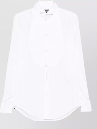 Emporio Armani cotton shirt spread collar french cuffs curved hem