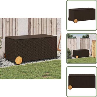 vidaXL Contenitore per cuscini - vidaXL Contenitore da Giardino con Ruote Marrone 190L in Polyrattan - Contenitore per coperte
