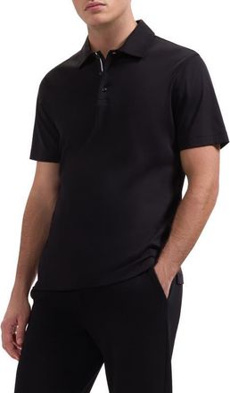 Bugatchi Three Button Performance Polo in Black at Nordstrom, Size Xx-Large
