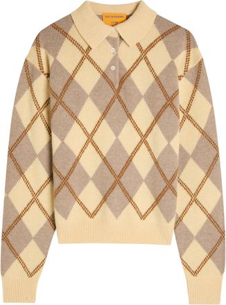 Guest In Residence Collegiate Argyle Wool-blend Polo Jumper - Stripe - S (UK8-10 / S)
