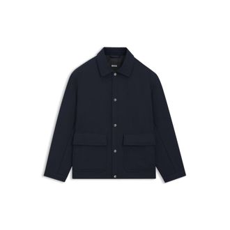 BOSS Relaxed-fit jacket in water-repellent peached fabric