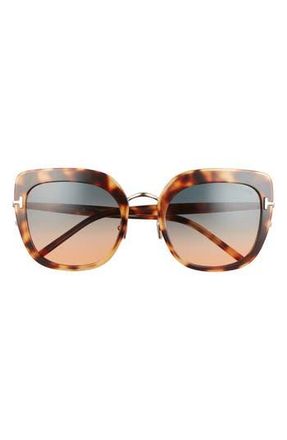 Tom Ford Virginia 55mm Gradient Square Sunglasses in Blonde Havana /Gradient Green at Nordstrom Rack