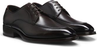 BOSS Brushed-leather Derby shoes with leather sole