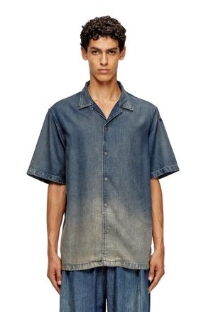 Diesel Bowling shirt in gradient fluid denim - Denim Shirts - Man - Blue
