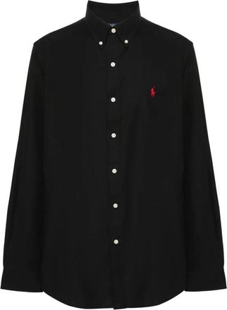 Polo Ralph Lauren Poplin Overhemd met Knoopsluiting en Custom Fit - Heren - Casual Overhemden - Zwart - M - Katoen - Overhemden