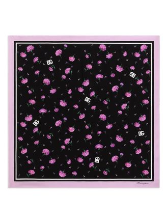 Dolce & Gabbana Sciarpa con stampa garofani - Nero
