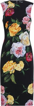Dolce & Gabbana Abito midi a fiori - Nero