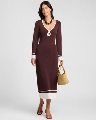 Onia Linen Tencel Maxi Dress in Espresso/egret at Nordstrom, Size X-Small