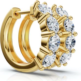Pompeii3 2Ct Diamond Hoops Small 14k White or Yellow Gold Lab Grown 5/8 Tall