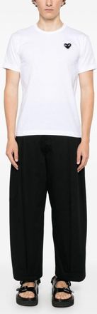 Comme Des Garçons White Rhinestone-Emblem T-Shirt