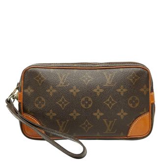 Louis Vuitton Brown Pvc Leather Clutch Bag (Pre-Owned)