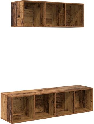 vidaXL Vidaxl - tv Cabinet Set with Shelf Wall-mounted with Storage 2 pcs Old wood 37 x 37 x 142.5 cm