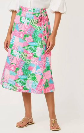 Lilly Pulitzer Constance Reversible Midi Wrap Skirt In Multi Crazy Quilt