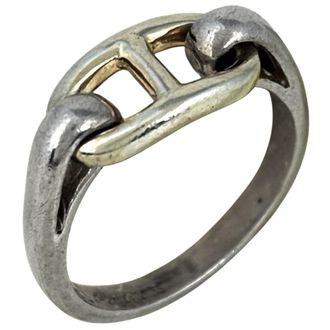 Herm&egrave;s Silver Metal Band Ring (Pre-Owned)