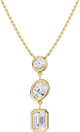 Diamond2Deal 14k Yellow Gold 2.25 Ct Multi Shape Lab Grown Diamond Pendant Necklace 18 Chain VVS-VS, E-F