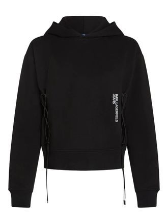 Karl Lagerfeld lace-up detail hoodie - Black
