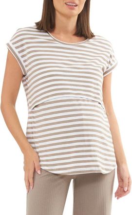 Ripe Lionel Nursing Tee in Taupe /White at Nordstrom, Size Xx-Large Au