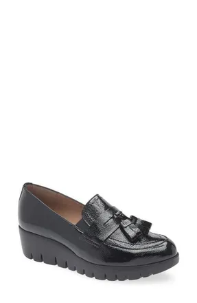 Wonders C-33342 Tassel Wedge Loafer in Lack Black at Nordstrom, Size 6.5-7Us