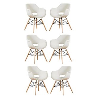 Life Interiors Life Interiors - Juego De 1/2/4/6 Olivia Eiffel Tela Sill&oacute;n Comedor Tub Silla Juego De 6 - Crema - Cream