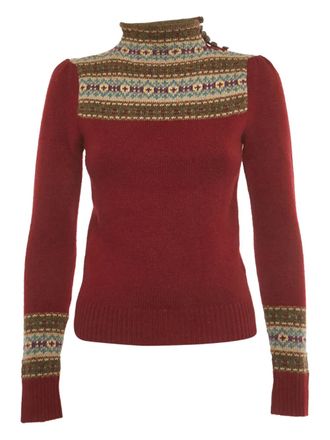 Ralph Lauren high-neck patterned sweater - Red