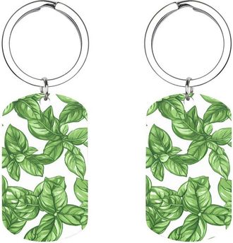 Generic Basil Leaves Cute Keychain Fashion Car Keyring with Graphic Pendant for Wallet Backpack Bag