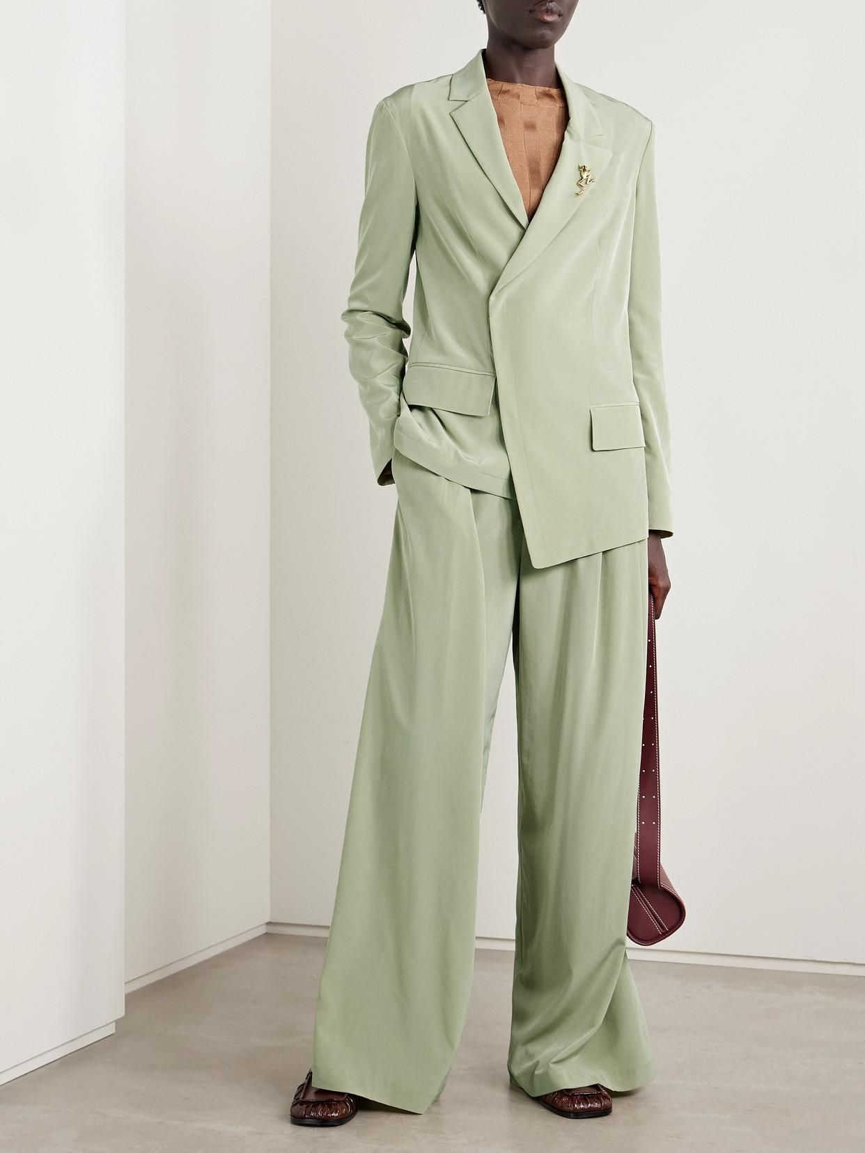 Tailleur Femme 2 Pièces Élégant : Blazer Revers + Pantalon Slim Fit Couleur Unie – Idéal Bureau, Soirée, Mariage Chic