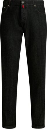 Kiton Stretch Katoenen Broek - Heren - Slim Fit Jeans - Zwart - W35 - Katoen - Jeans